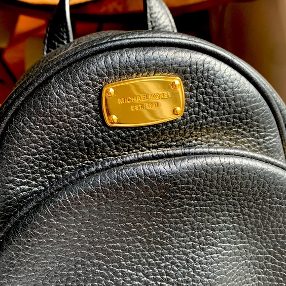 micheal kors mini leather black backpack, like-new condition. - Picture 3 of 5